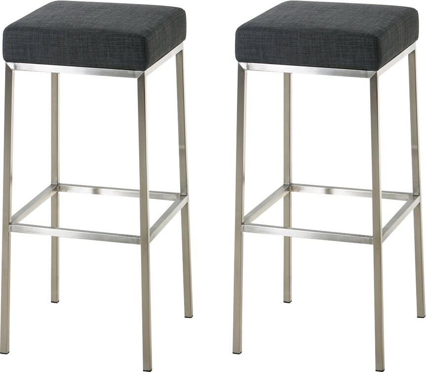 CHEFGASTRO 2er Set Barhocker ARIZONA 85 Edelstahl HxBxT 85x37x37cm Stoff Dunkelgrau Barstuhl