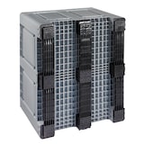 thumbnail of Palettenbox mit Deckel LxBxH: 1200 x 1000 x 790 mm geschlossen mit 3 Kufen in grau