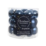 thumbnail of 24 Weihnachtskugeln 25mm Glas mini Christbaumkugeln Spiegelbeeren 3cm dunkelblau
