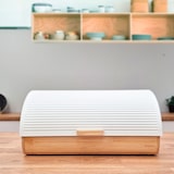 thumbnail of Briebe BB1162WHT Brotkasten für Brotaufbewahrung, Bambusholz, Schiebedeckel, Brotbox Aufbewahrung, Weiß