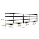 thumbnail of PROREGAL Mega Deal 4x Profi Schwerlastregal Rhino | HxBxT 180x160x60cm | 4 Spanplatten-Ebenen 16mm | Fachlast 500kg | Schwarz