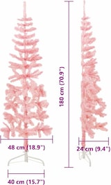 Ein rosa Weihnachtsbaum mit Ständer.