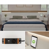 thumbnail of MeraxMerax Bettanlage Holzbett 180x200 Doppelbett mit 2 LED Nachtkommoden & 1 USB & 1 Type C & 1 Steckdose & Lattenrost Beige & Weiß