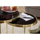 thumbnail of 2er-Set Satztische mit Hochglanz Metallgestell und schwarzem Glas, 50/42 cm - Stilvolles Design mit sicherem Stand. 50x50x50 cm | Kadima Design