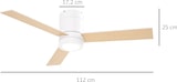 thumbnail of HOMCOM ventilador de techo motor AC 48W con luz led mando a distancia 112 de diámetro 3 velocidades temporizador 3 aspas de madera 112x112x25 cm