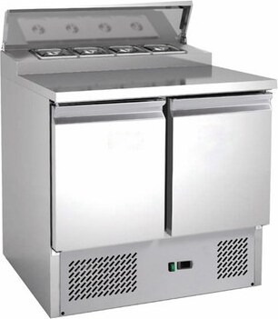 Gastro Kühltisch Pizzakühltisch Edelstahl | Kühlaufsatz für GN1/3 | 213 L | 2 Türen | Kühltheke Profi