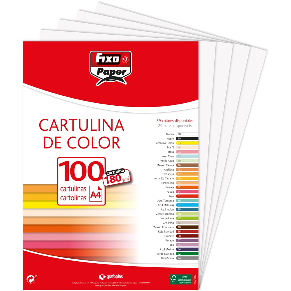 Pacote de 100 Cartolinas 180g. A4 branco