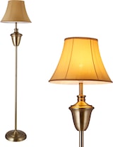 thumbnail of Helloshop26 - Stehlampe Stehleuchte poliertes Kupfer beige Höhe: ca. 157 cm Lampenschirmdurchmesser: 35 cm beige braun weiß 03_0002441