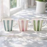 thumbnail of Novastyl - Lot6 tasse arlequin 20cl en grès blanc rayures couleurs assorties
