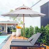 thumbnail of Outsunny Ombrellone da Giardino Spiaggia Mare in Legno Crema