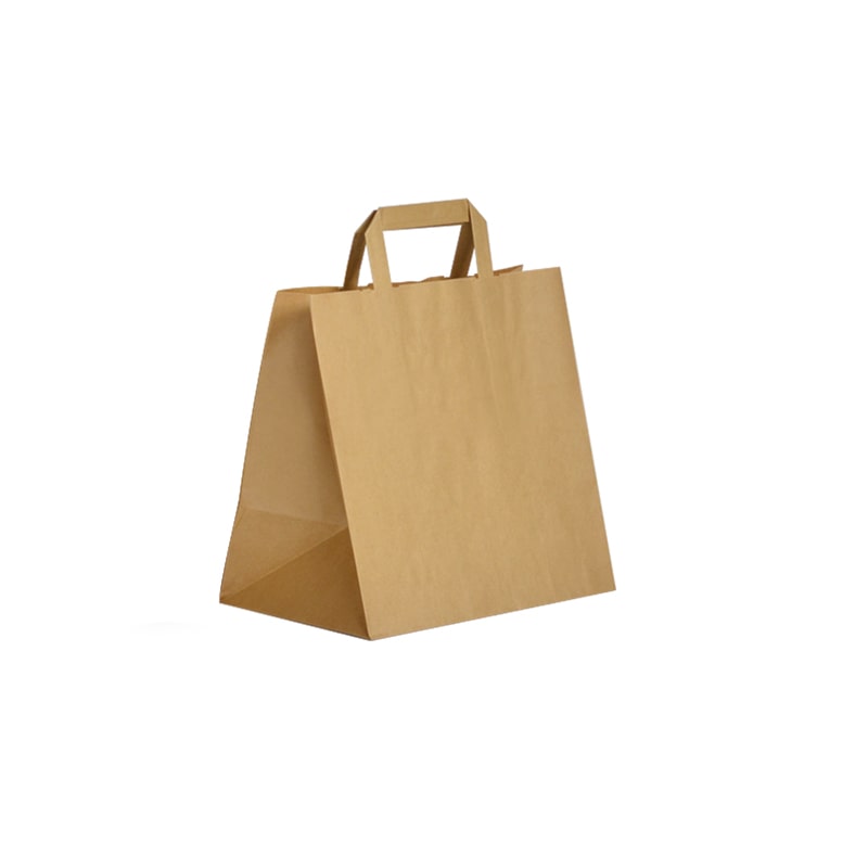 Recycelte braune Krafttasche mit flachen Griffen 26 + 19 x 25 cm je 250 - Gimex