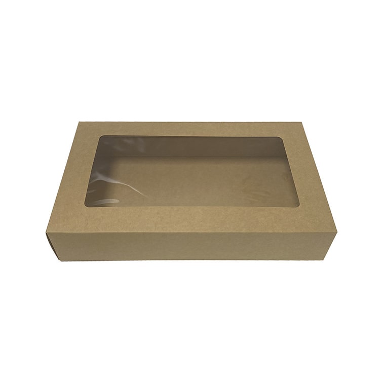 MONOUSO - Catering-Box Kraft-Kaft mit Fenster 41,9x26,7x7,1cm (50 Stück)