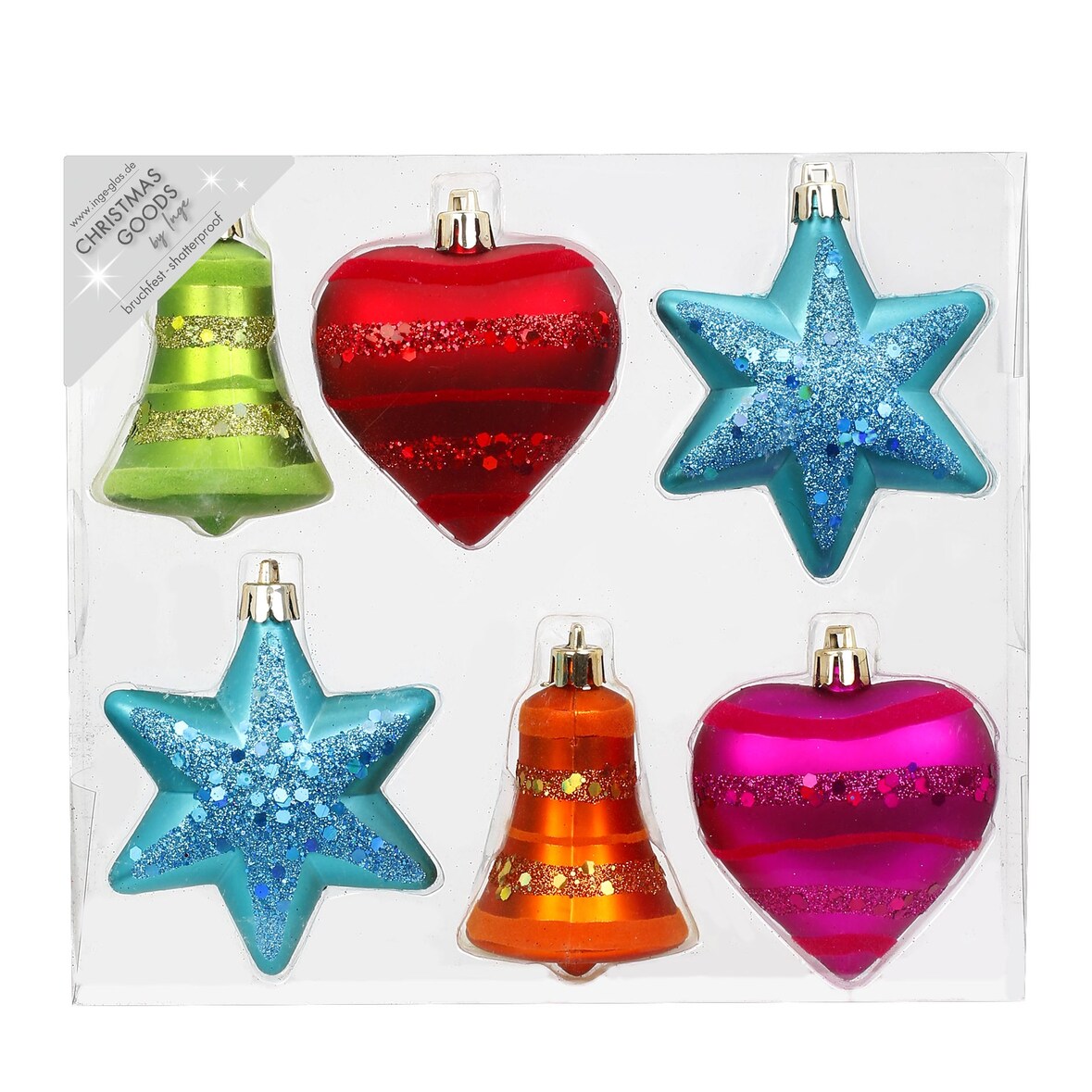 6 Weihnachtskugeln 9cm Kunststoff Christbaumkugeln Weihnachtsbaumkugeln bunt