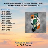 thumbnail of Kompatibel Brother LC-985 BK Schwarz Black Druckerpatrone für 300 Seiten von D&C