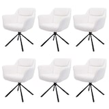 thumbnail of Lote de 6 sillas de comedor HWC-K33, silla de cocina silla, posición automática giratoria, tela/textil ~ bouclé-blanco
