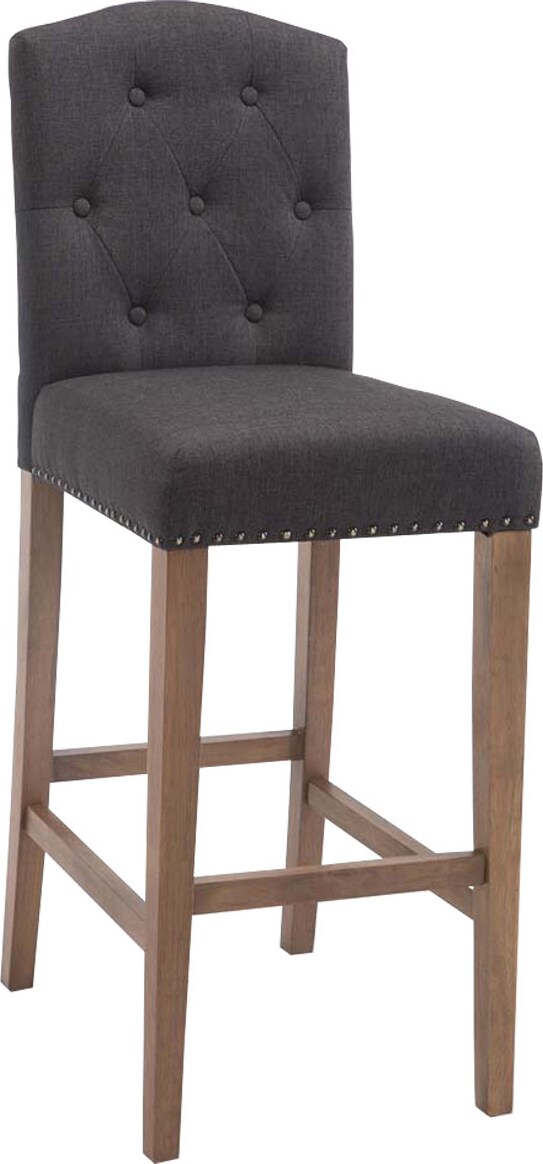 Barhocker LIKEL - Stoff Dunkelgrau 42x57x113 cm Braun | Barstuhl Mit Lehne Tresenhocker Tresenstuhl Kneipenhocker Kneipenstuhl