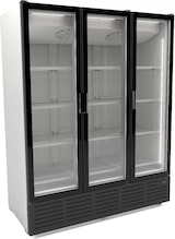 thumbnail of Kühlschrank PINGUIN, Räder, 3 Glastüren, LED, 1560L, HxBxT 208x162x74cm, -1/+2°C, 8 Gitter, Preiskartenhalter, Weiß/Schwarz, + CHEFGASTRO Geschirrtuch