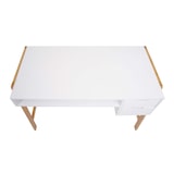 thumbnail of Bureau HWC-K12, bureautafel computerwerktafel, lade, bamboe 76x115x58cm ~ wit