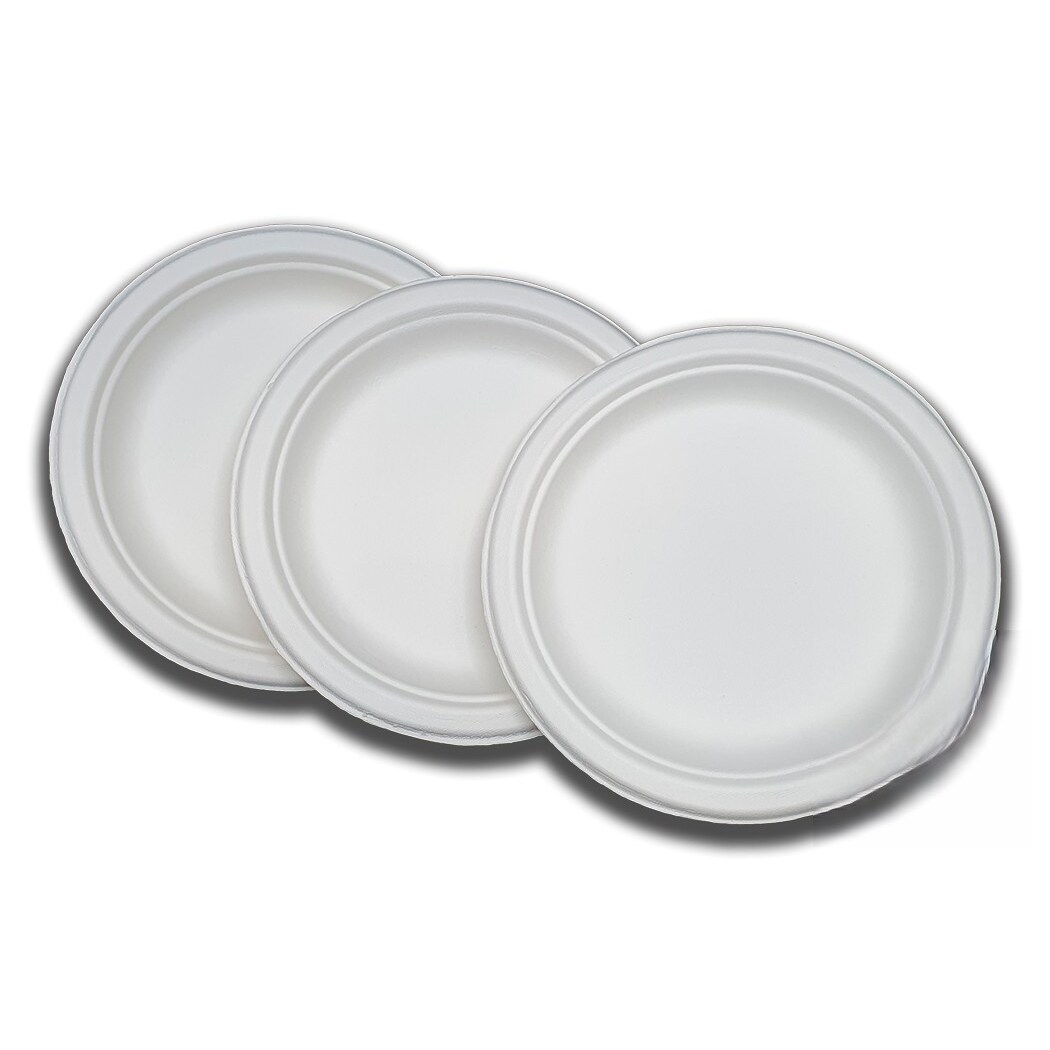 Platos desechables de postre compostable. Fabricado en caña de azúcar de color blanco. 1000 ud Modelo: PPR007