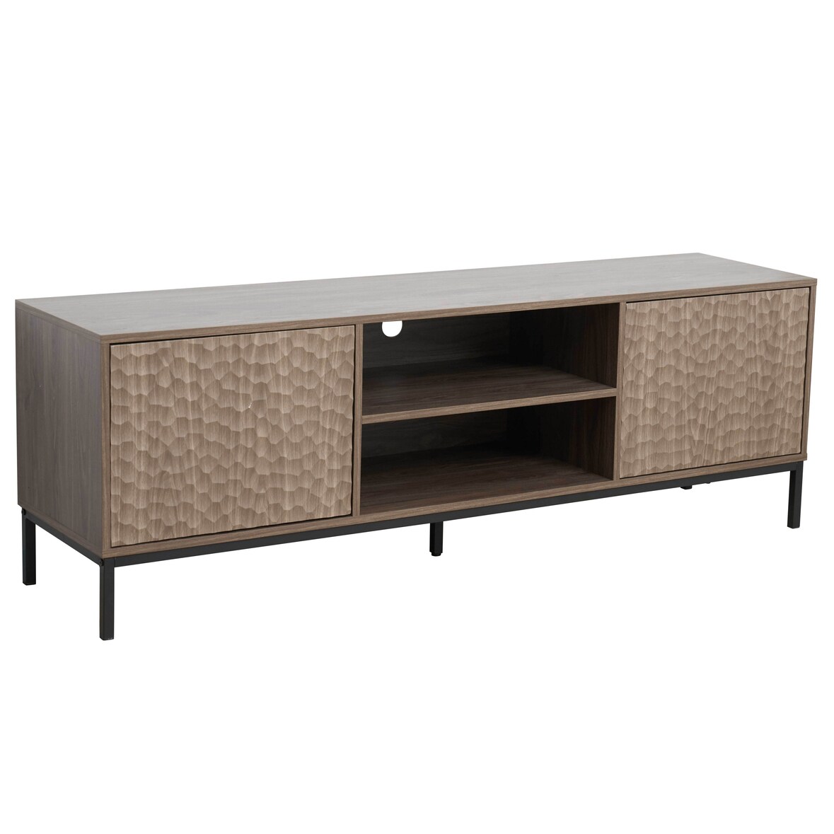 Meuble TV rectangulaire 2 portes L160 cm bois foncé