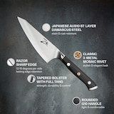 thumbnail of Alpha-Royal Japanese Serie 4,5` Honesuki Messer Damaszener-Stahl Schwarz