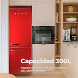 thumbnail of EVVO Frigorífico combi F55 Retro Rojo, refrigerador 216 litros, congelador 84 litros, diseño vintage