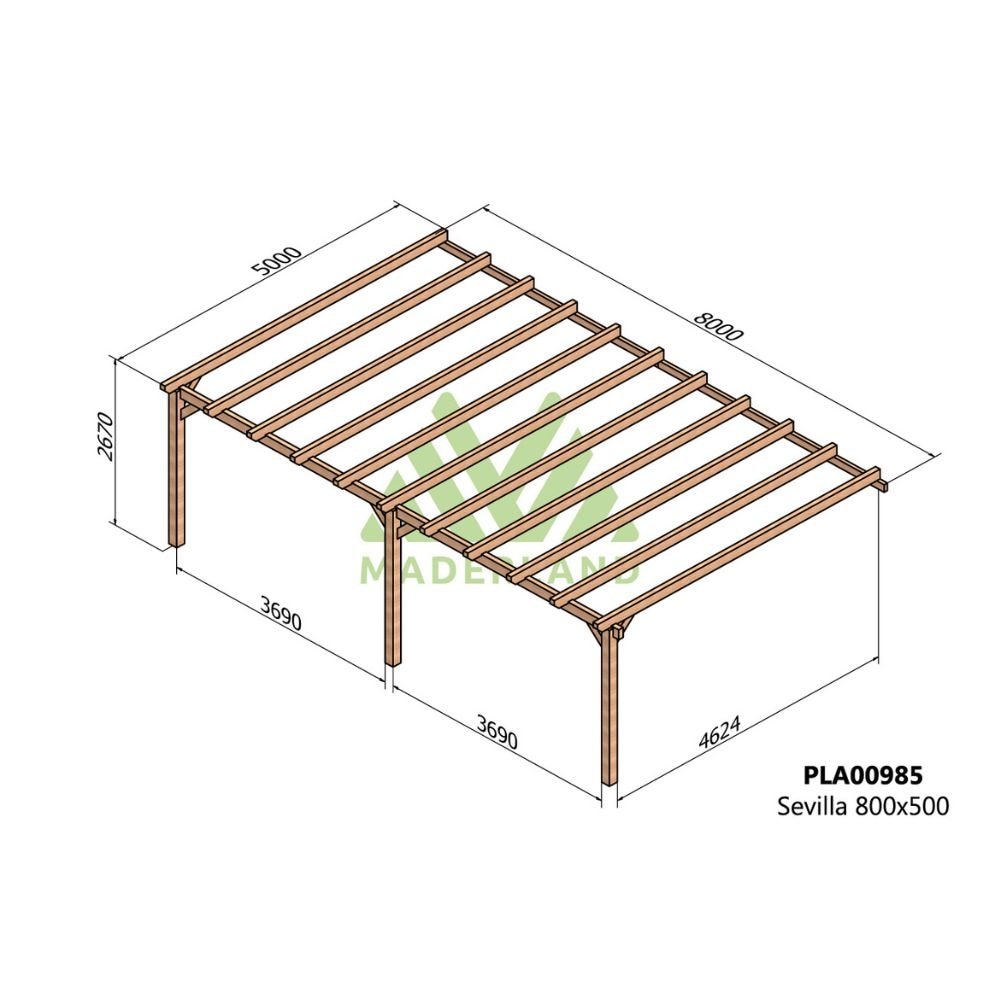 Pérgola de Madera Laminada Adosada  - SEVILLA