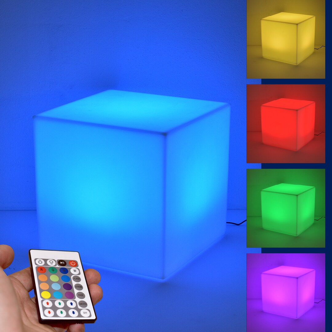 Cubo Luminoso da Giardino Made in Italy | Cube Lampada da Giardino in Resina a LED Luce RGB | Luce a LED da Giardino Quadrata da Esterno-Interno