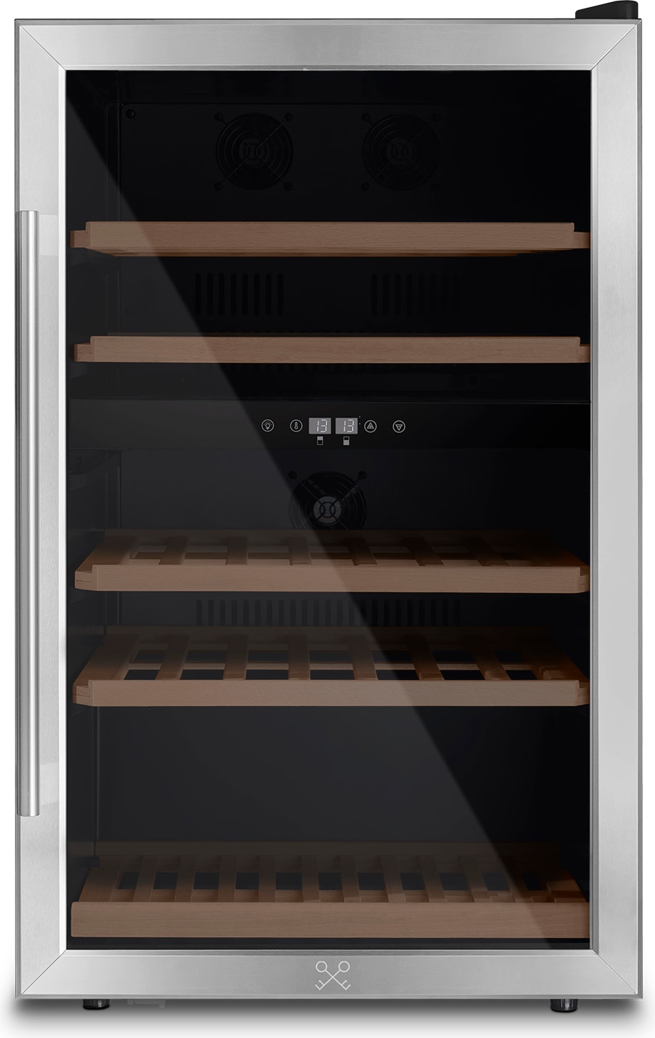 Les Petits Champs Weinkühlschrank 53 Flaschen CAVCD53, Kapazität 128L, 2 Temperaturzonen, Elegantes Design aus Edelstahl, Anti-UV, LED