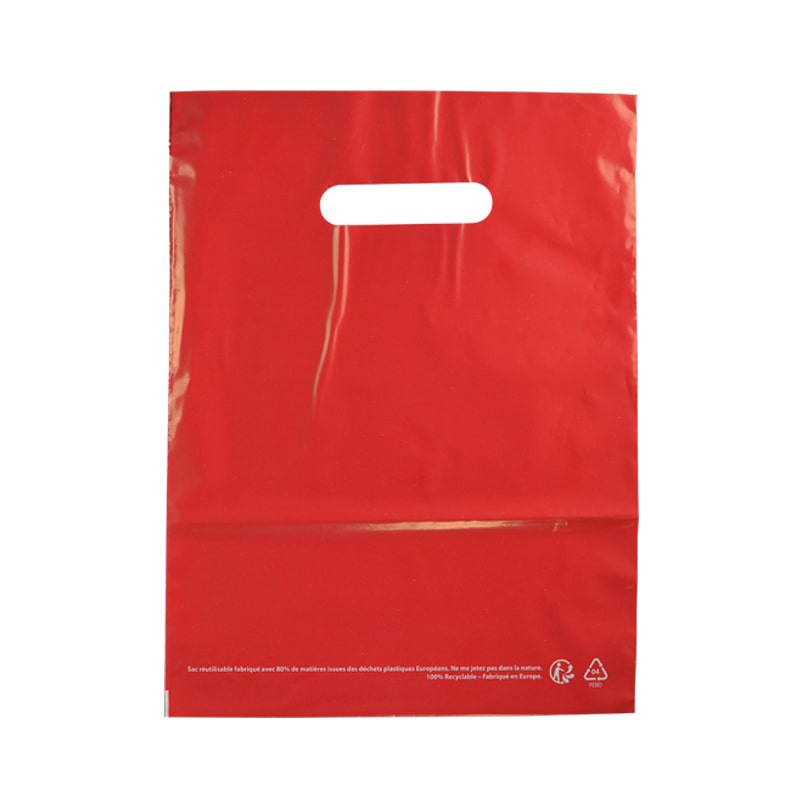 Rode plastic tas met uitsnijdingen in gerecycled LDPE 37 x 45 cm per 500 - Gimex