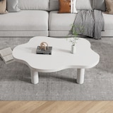 thumbnail of Wolkenförmiger Couchtisch 100x70x40 cm MDF PVC Vierbein Design abgerundete Kanten platzsparend kompakt Wohnzimmer Beistelltisch weiß