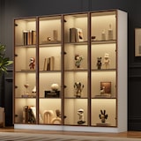 thumbnail of LED Glasvitrine 80x40x160 cm Weiß mit verstellbaren Einlegeböden, Flügeltüren und stimmungsvollem Licht für Wohnzimmer und Büro
