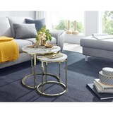 thumbnail of Moderne Marmor-Beistelltische, 2er Set, Goldene Gestelle, 50/35 cm. Weiß, 50x50x45 cm | Kadima Design