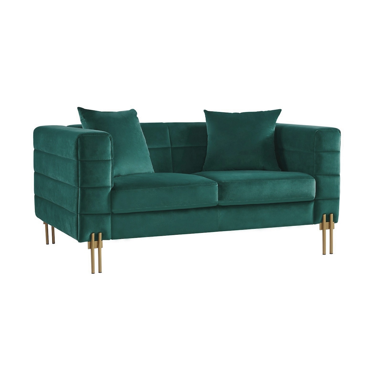 MF - Sofá de design modelo LARIOS, 2 lugares, tecido de veludo verde escuro 42,84 x 157 x 71 cm