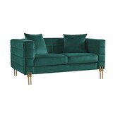 thumbnail of MF - Sofá de design modelo LARIOS, 2 lugares, tecido de veludo verde escuro 42,84 x 157 x 71 cm