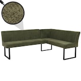 thumbnail of Hoekbank HWC-O82, eetkamerbank Bank, Oeko-Tex (310g/m²) chenille stof/textiel metaal 210x159cm ~ groen
