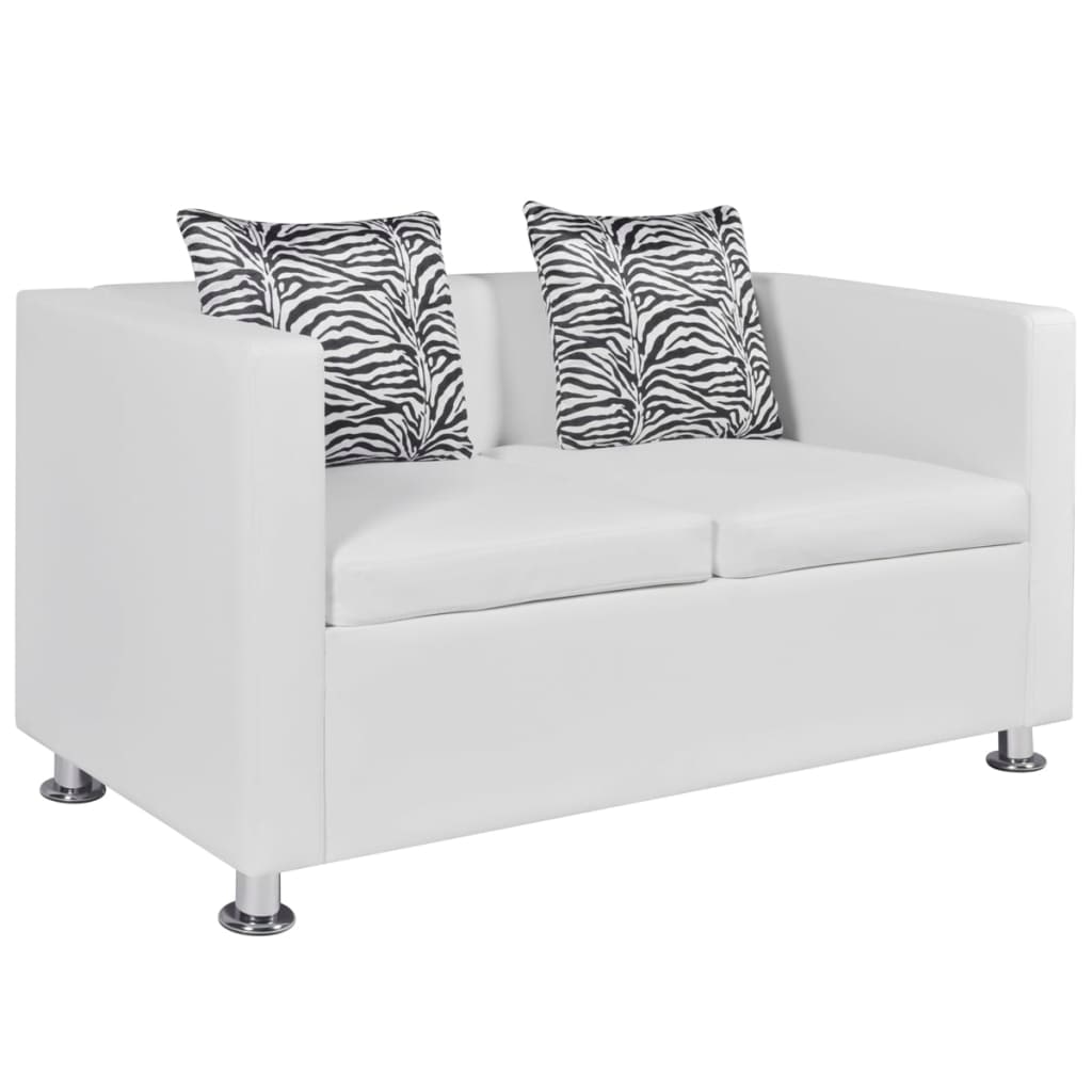 vidaXL 2-Sitzer-Sofa Kunstleder Weiß