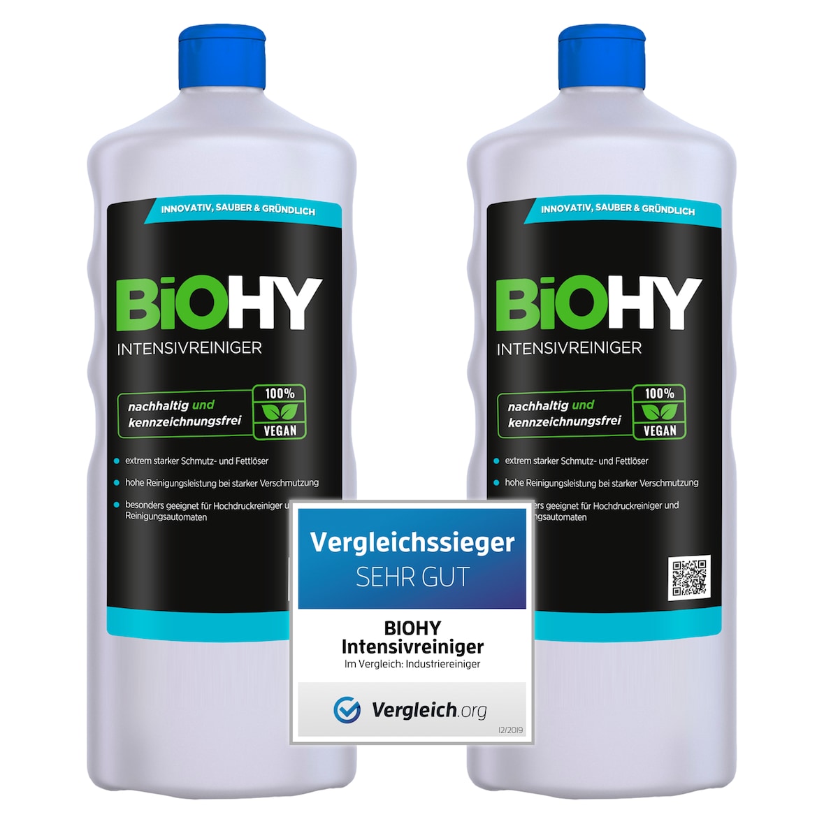BiOHY Intensivreiniger Universal (2x1l Flasche) | Hochleistungs-INDUSTRIEREINIGER | Grundreiniger ideal für Hochdruckreiniger, schaumarm