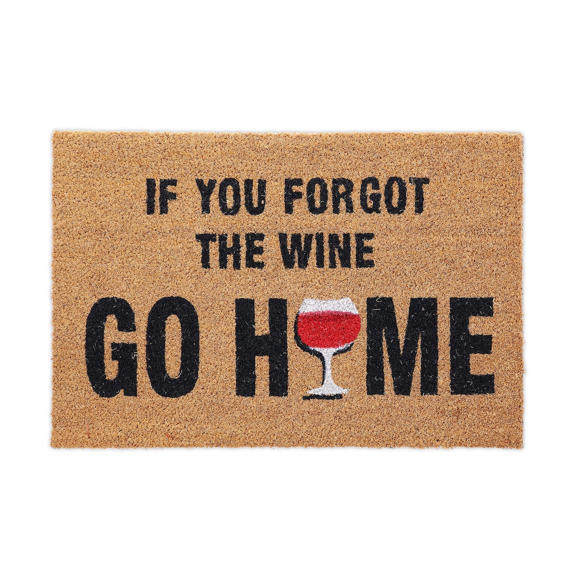 Relaxdays Fußmatte Kokos, Türvorleger Wein, 40 x 60 cm, lustiger Spruch, innen & außen, Fußabtreter rutschfest, natur