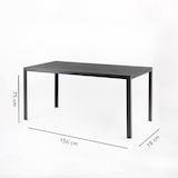 thumbnail of Buitentafel THOMAS rechthoekig 156x78 cm, stalen frame en houtlook latten, 6 zitplaatsen, modern design voor tuin of terras – Zwart