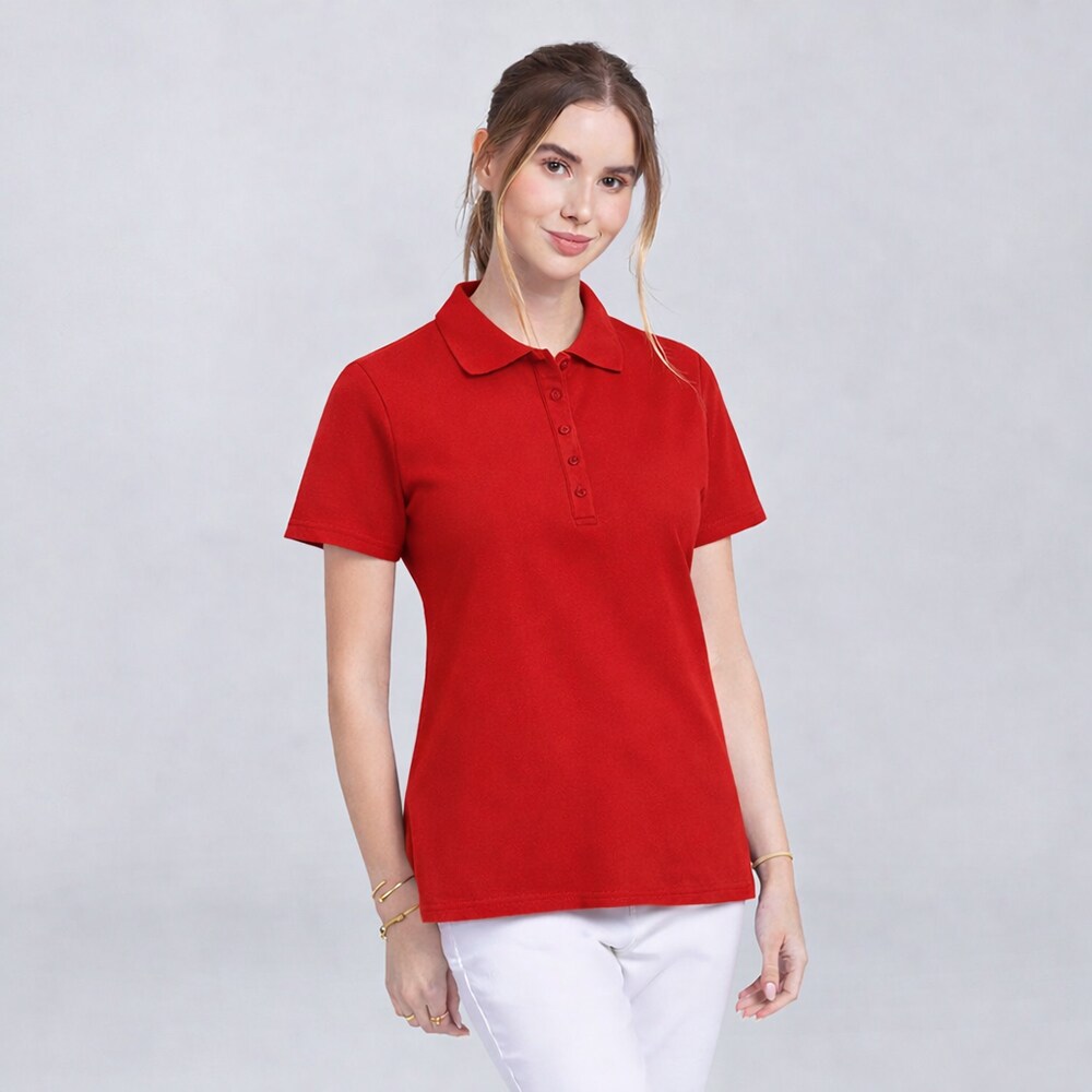 Damenpoloshirt rot Gr. XL : rot : 96% Baumwolle 4% Elasthan 200 g/m² : XL
