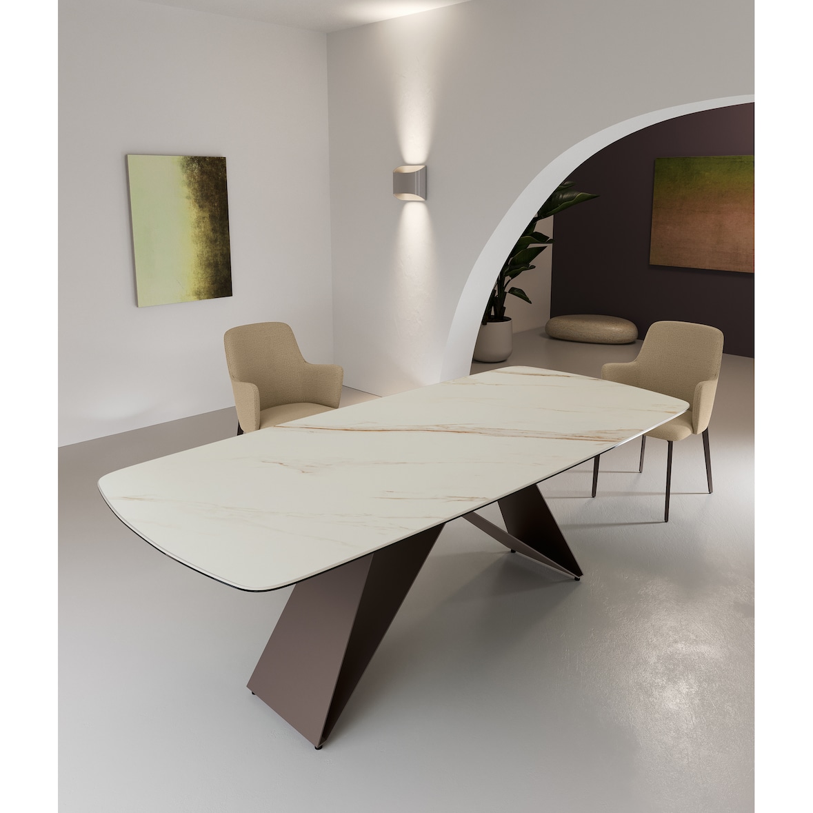 Thanos - Tavolo Fisso (220 x 110 cm) in Ceramica Marrone