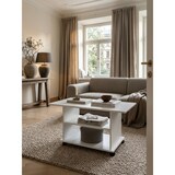 thumbnail of Design Couchtisch WL5.738 95 x 51 x 54,5 cm Weiß Drehbar mit Rollen, Wohnzimmertisch Coffee Table, Sofatisch Loungetisch Holz, Kaffeetisch mit