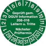 thumbnail of Dreifke® Prüfplakette ab 28 Geprüft gem. DGUV Information 208-01 - 30 mm Folie selbstklebend, 10 St