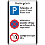 thumbnail of Schild I Betriebsgeländeschild, mit 3 Verkehrszeichen, Aluminium RA0, reflektierend, 600x900mm, DIN 67520, nach StVO