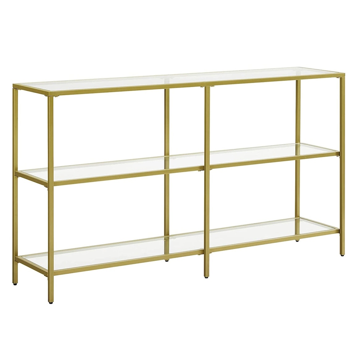 Helloshop26 - Mesa de console móvel para hall de entrada prateleira de 3 níveis em vidro temperado 130 x 30 x 73 cm estrutura 12_0007507