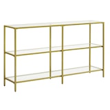 thumbnail of Helloshop26 - Mesa de console móvel para hall de entrada prateleira de 3 níveis em vidro temperado 130 x 30 x 73 cm estrutura 12_0007507