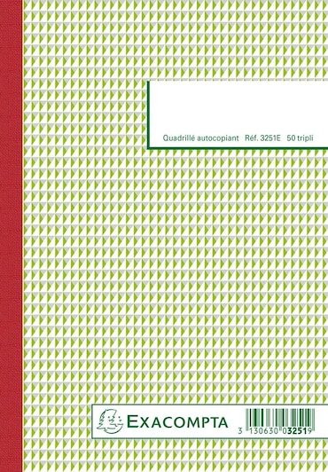 Exacompta - Réf. 3251E - Paquet de 10 Manifolds quadrillés 5x5 21x14,8cm 50 feuillets tripli autocopiants
