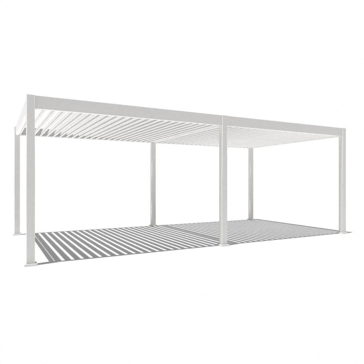 Weide E-Deluxe | elektrische Pergola mit LED | Voll Aluminium | 3,6 x 7,2 M | motorisiertes Lamellendach weiß