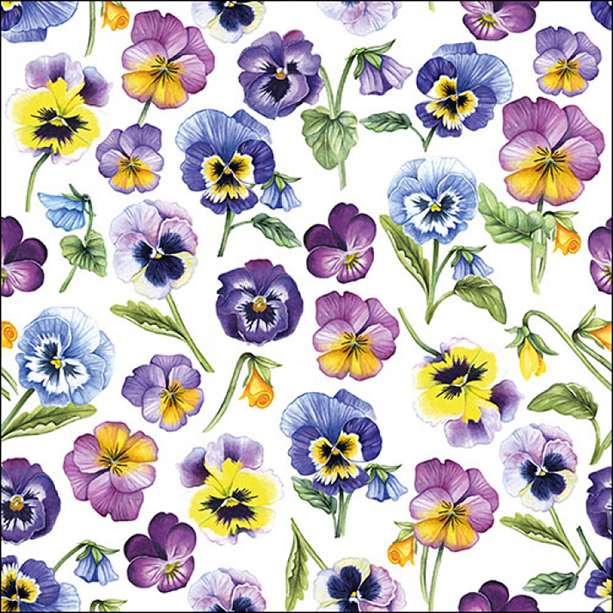 Ambiente 20 Servietten Papier 33x33cm 3-lagig - hochwertige Einweg Papierservietten Stiefmütterchen Motiv Partyservietten Blumen Tischdeko Frühling